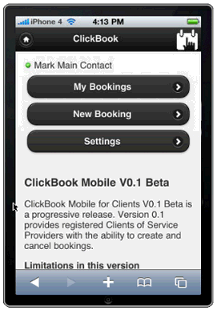 Image:ClickBook Mobile for Clients V0.1 Released